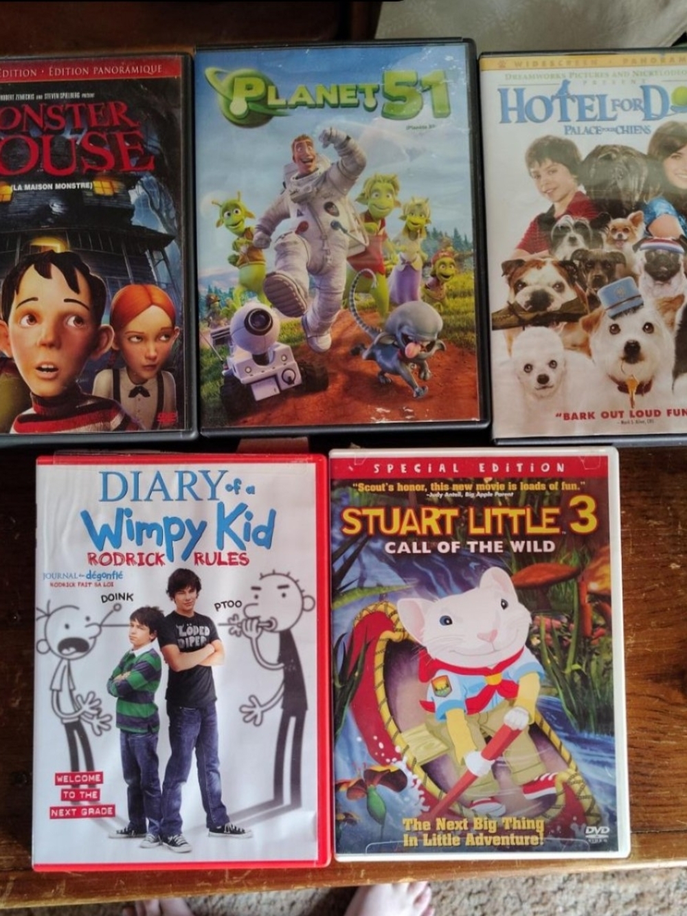 5 Kids Family DVD Bundle -Monster House, Diary of a Wimpy Kid & More